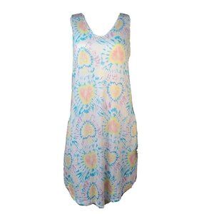 Secret Treasures Night Gown Womens Size S White Pink Blue Tie Dye Sleeveless